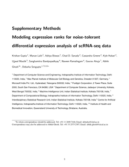 Supplementary Methods Modeling Expression Ranks for Noise-Tolerant Diﬀerential Expression Analysis of Scrna-Seq Data