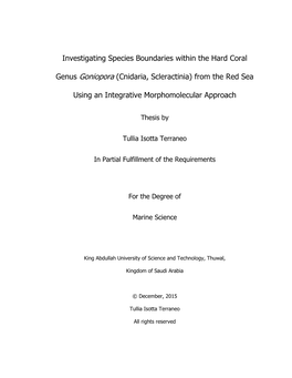 Investigating Species Boundaries Within the Hard Coral