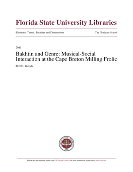 Bakhtin and Genre: Musical-Social Interaction at the Cape Breton Milling Frolic Bret D