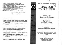 SING for Z-It YOUR SUPPER