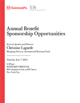 Annual Benefit Sponsorship Opportunities