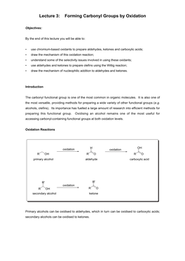Lecture 3: Forming Carbonyl Groups by Oxidation