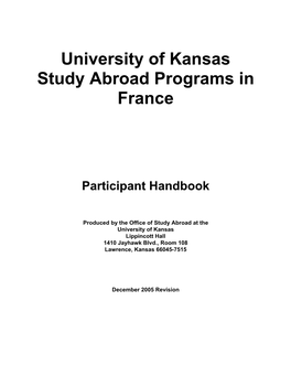 University of Kansas Study Abroad Programs in France