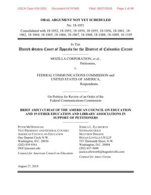Amicus Briefs in Support of Petitioners: Consumers Union; Engine Advocacy; Jon Peha and Scott Jordan; Professors of Administrative, Communications, Energy