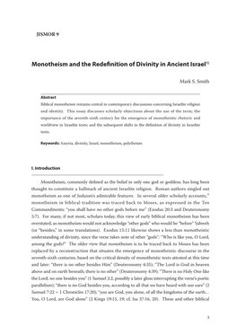 Monotheism and the Redefinition of Divinity in Ancient Israel1)