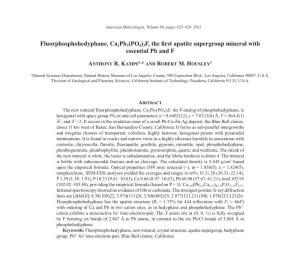 Fluorphosphohedyphane, Ca2pb3(PO4)3F, the First Apatite Supergroup Mineral with Essential Pb and F