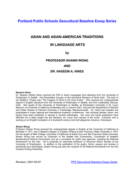 Asian and Asian-American Traditions in Language Arts
