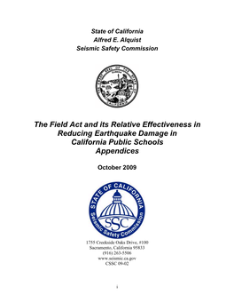 The Field Act and Its Effectiveness in Reducing Earthquake Damage