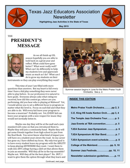 IAJE Texas Newsletter Jan. 2008