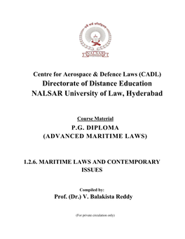 Directorate of Distance Education NALSAR University of Law, Hyderabad