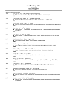 Jason Goldberg - Editor 917.609.1030 Jason@Jasongoldberg.Tv