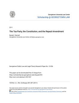 The Tea Party, the Constitution, and the Repeal Amendment