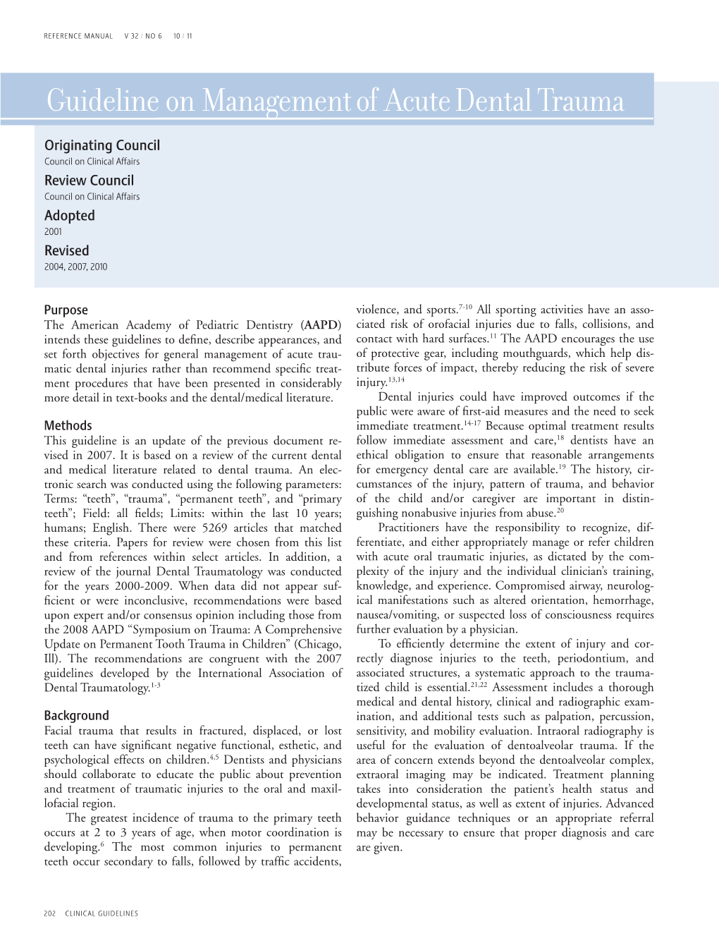 Guideline on Management of Acute Dental Trauma