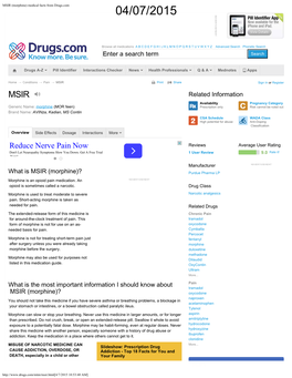 MSIR (Morphine) Medical Facts from Drugs.Com 04/07/2015