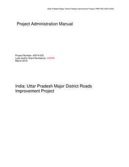 Uttar Pradesh Major District Roads Improvement Project (RRP IND 43574-025)