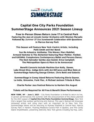 Summerstage Season Announcement June 3 2021 Press Release