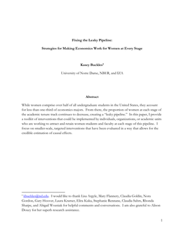 1 Fixing the Leaky Pipeline: Strategies for Making Economics Work For