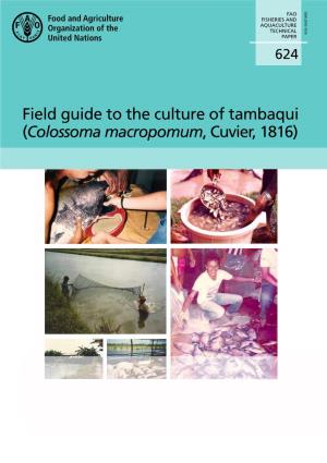 Field Guide to the Culture of Tambaqui (Colossoma Macropomum, Cuvier, 1816) Field Guide to the Culture of Tambaqui ( Colossoma Macropomum , Cuvier, 1816)