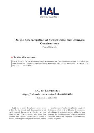 On the Mechanization of Straightedge and Compass Constructions Pascal Schreck