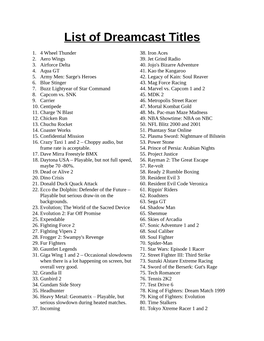 List of Dreamcast Titles