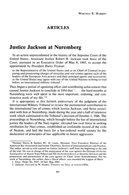 Justice Jackson at Nuremberg