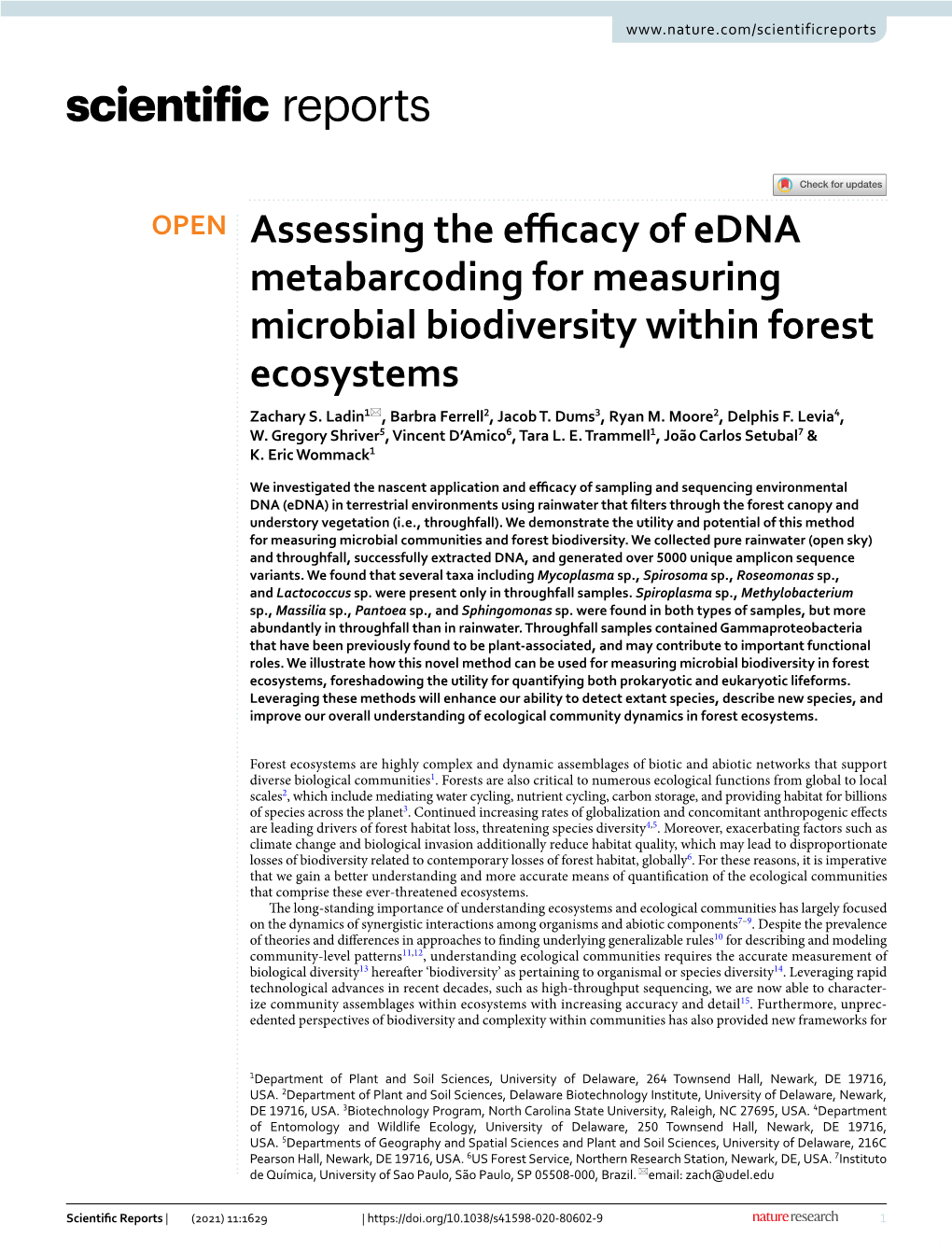 Assessing the Efficacy of Edna Metabarcoding for Measuring