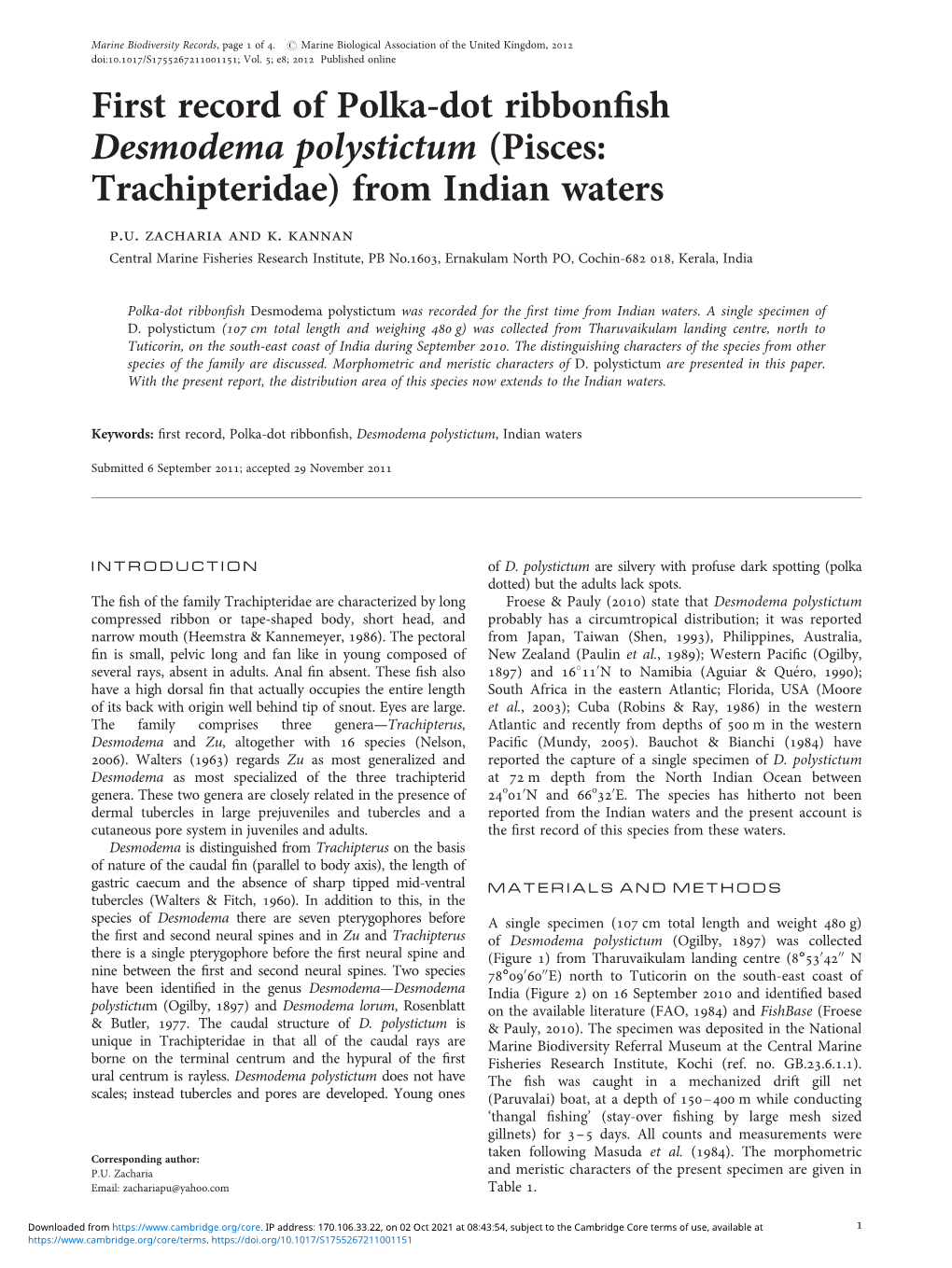 First Record of Polka-Dot Ribbonfish from India 3