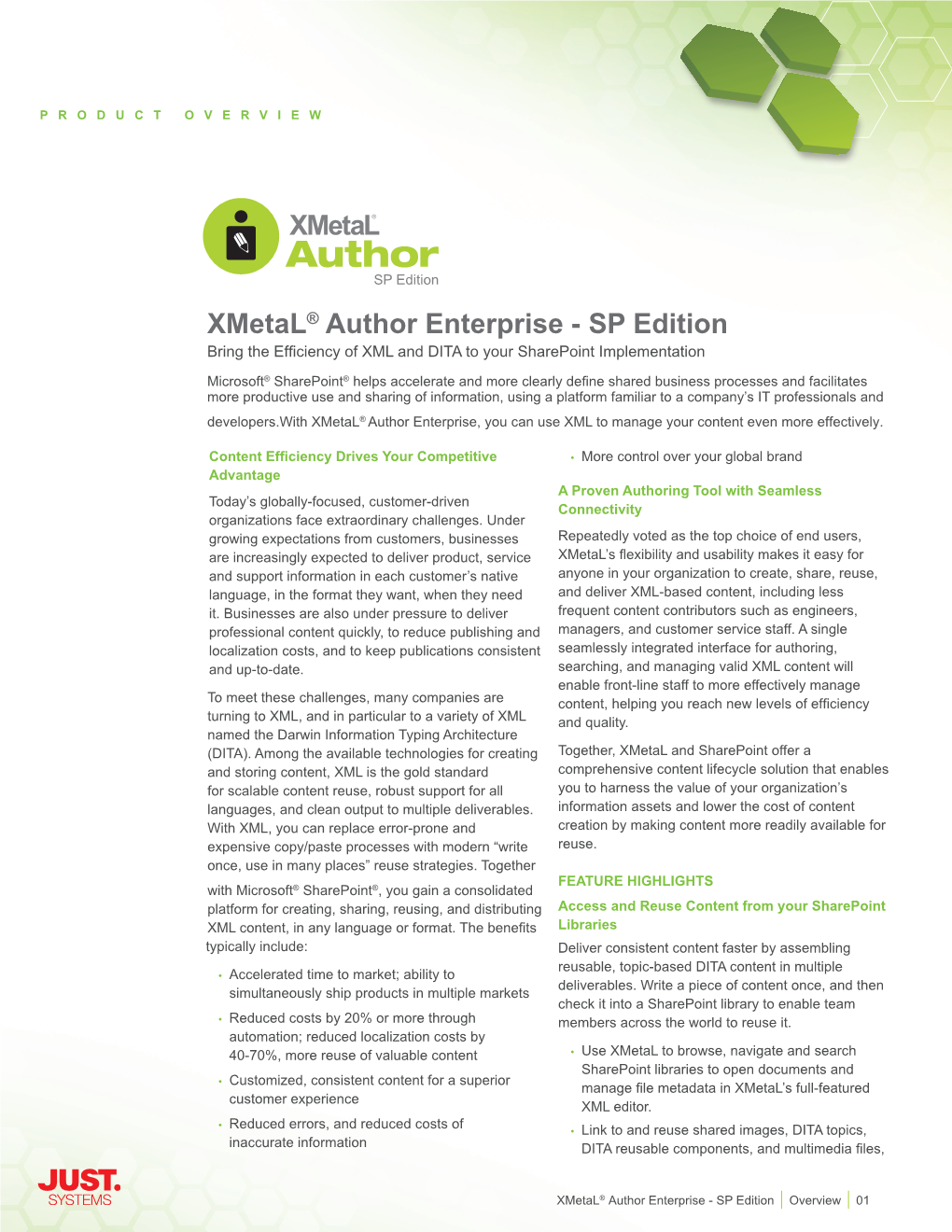 Xmetal® Author Enterprise - SP Edition Bring the Efficiency of XML and DITA to Your Sharepoint Implementation