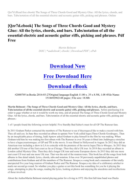 The Songs of Three Chords Good and Mystery Glue: All the Lyrics, Chords, and Bars