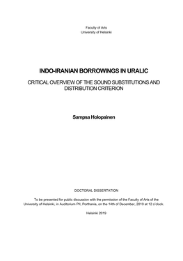 Indo-Iranian Borrowings in Uralic
