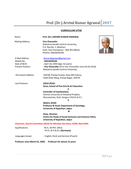Prof. (Dr.) Arvind Kumar Agrawal 2017