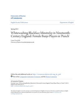 Whitewashing Blackface Minstrelsy in Nineteenth-Century England: Female Banjo Players in 'Punch'" (2013)