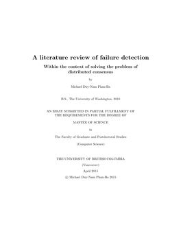 A Literature Review of Failure Detection Within the Context of Solving the Problem of Distributed Consensus