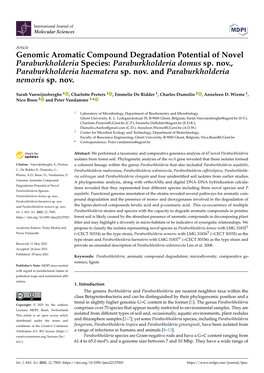 Genomic Aromatic Compound Degradation Potential of Novel Paraburkholderia Species: Paraburkholderia Domus Sp