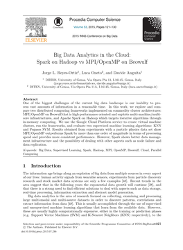 Spark on Hadoop Vs MPI/Openmp on Beowulf