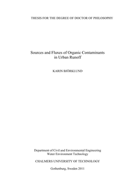 Sources and Fluxes of Organic Contaminants in Urban Runoff