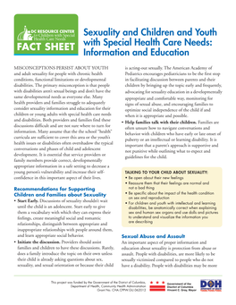 Sexuality and Children and Youth with Special Health Care Needs: Information and Education