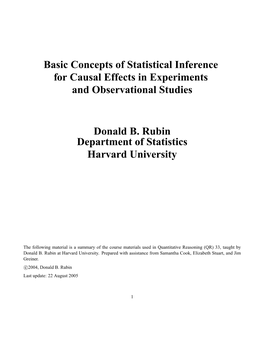 Basic Concepts of Statistical Inference for Causal Effects in Experiments and Observational Studies