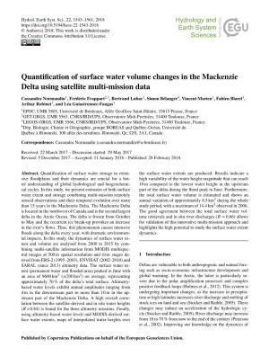 Quantification of Surface Water Volume Changes in the Mackenzie Delta