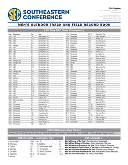 2015 SEC Men's Outdoor Track and Field Record Book Layout 1