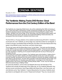 The Yardbirds: Making Tracks DVD Review: Great Performances from the 21St Century Edition of the Band