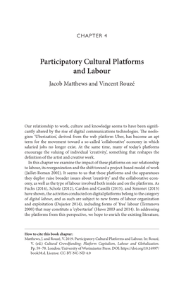 Cultural Crowdfunding:Platform Capitalism, Labour, and Globalization