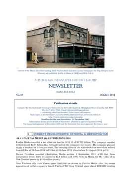 NEWSLETTER ISSN 1443-4962 No