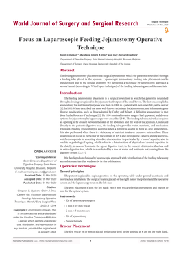 Focus on Laparoscopic Feeding Jejunostomy Operative Technique
