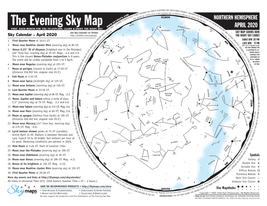 The Evening Sky Map a APRIL 2020