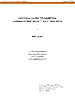 Applying Skopos Theory to Bible Translation