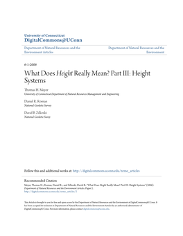 What Does Height Really Mean? Part III: Height Systems Thomas H