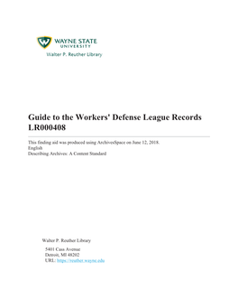 Workers Defense League Records