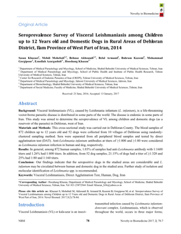 Seroprevalence Survey of Visceral Leishmaniasis Among Children Up