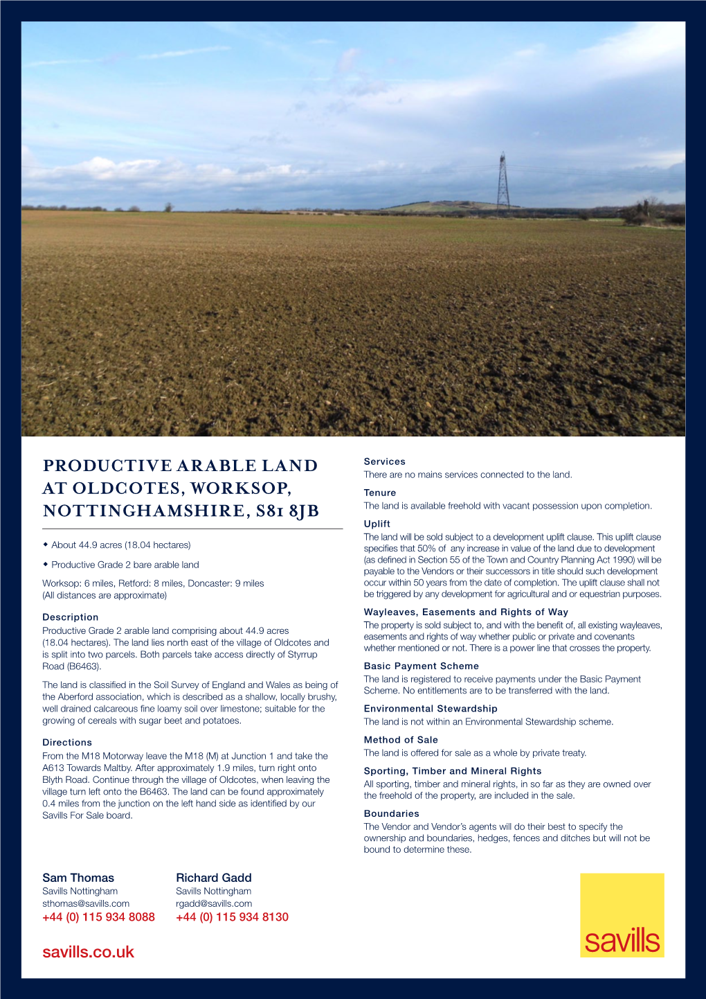 Productive Arable Land at Oldcotes, Worksop, Nottinghamshire, S81